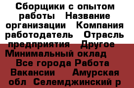 Сборщики с опытом работы › Название организации ­ Компания-работодатель › Отрасль предприятия ­ Другое › Минимальный оклад ­ 1 - Все города Работа » Вакансии   . Амурская обл.,Селемджинский р-н